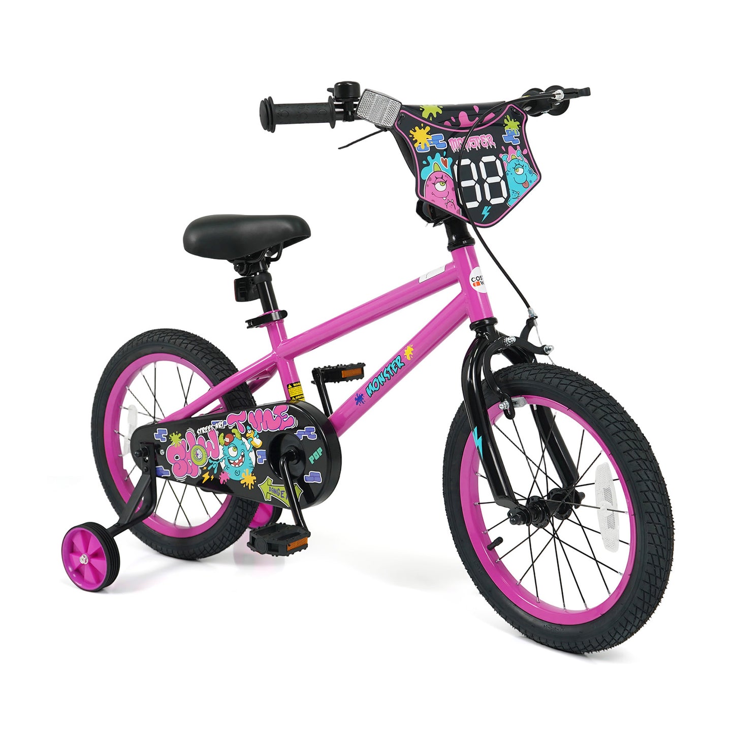 16 Inch Kids Bike with Training Wheels for Ages 4-7 Years Old Pink- Street Art Time, Pink Kids Bike Pink at Gallery Canada