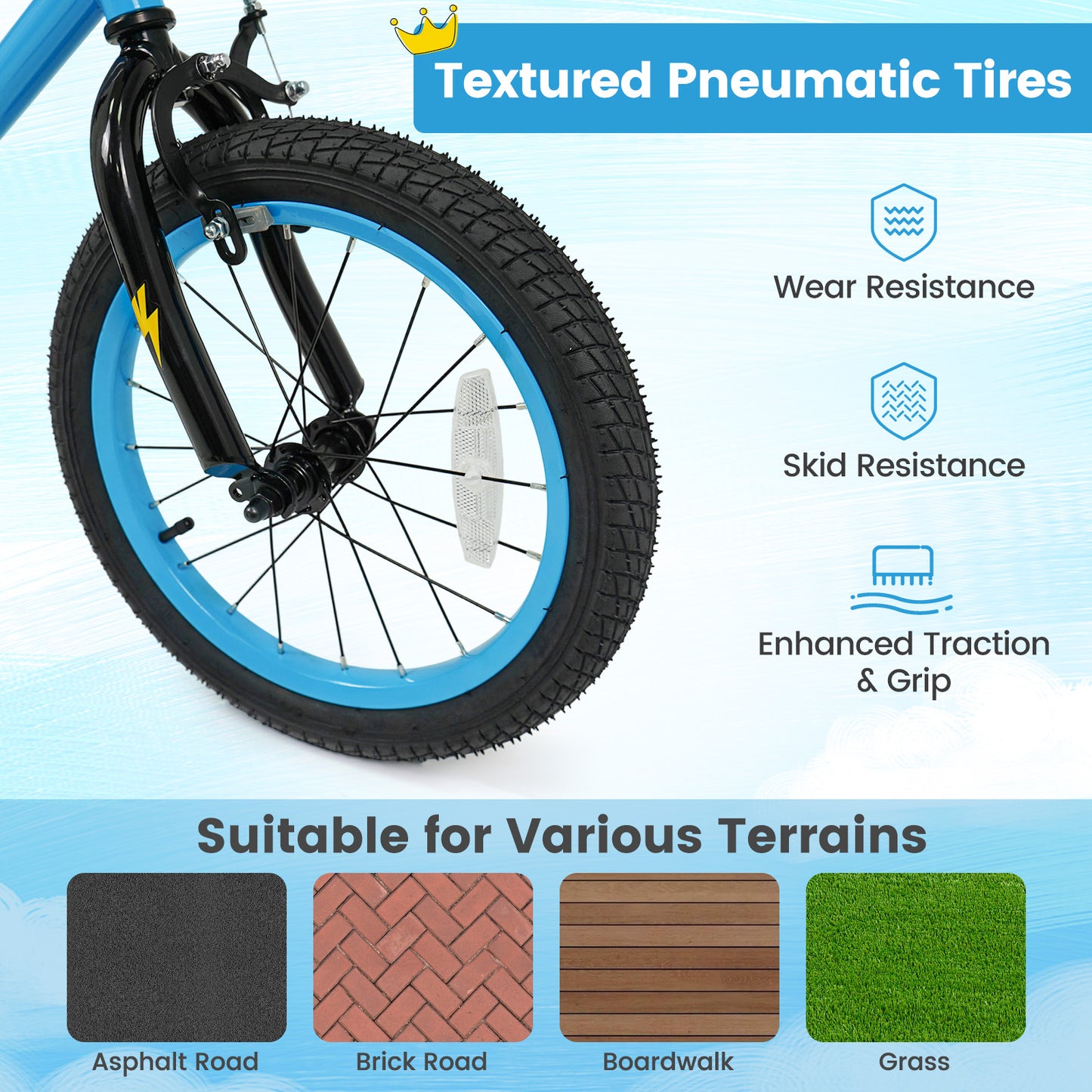 16 Inch Kids Bike with Training Wheels for Ages 4-7 Years Old Blue- Street Art Time, Blue Kids Bike at Gallery Canada