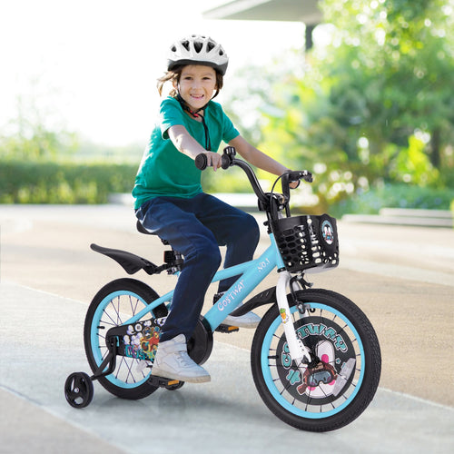 16 Inch Kids Bike, Adjustable Handlebar And Saddle, Blue