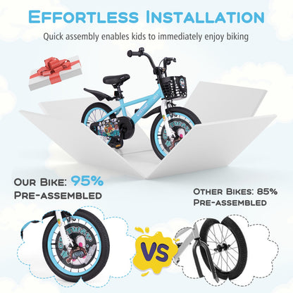 Vélo pour enfants 16 pouces, guidon et selle réglables, bleu