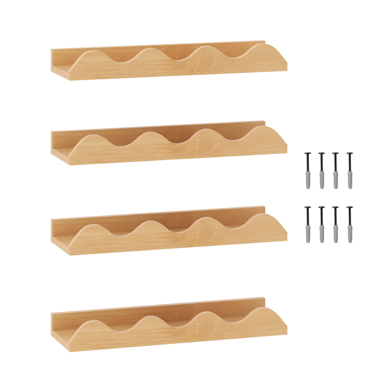 16 Inch Kids Bookshelf Set, 4 Floating Nursery Shelves, Natural Bookcases Natural at Gallery Canada