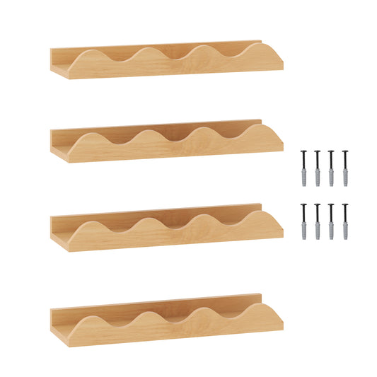 16 Inch Kids Bookshelf Set, 4 Floating Nursery Shelves, Natural Bookcases Natural at Gallery Canada