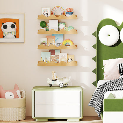16 Inch Kids Bookshelf Set, 4 Floating Nursery Shelves, Natural Bookcases at Gallery Canada