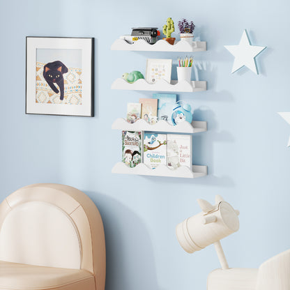 16 Inch Kids Bookshelf Set of 4 Floating Nursery Book Shelves for Decoration Book Toy Storage, White Bookcases at Gallery Canada