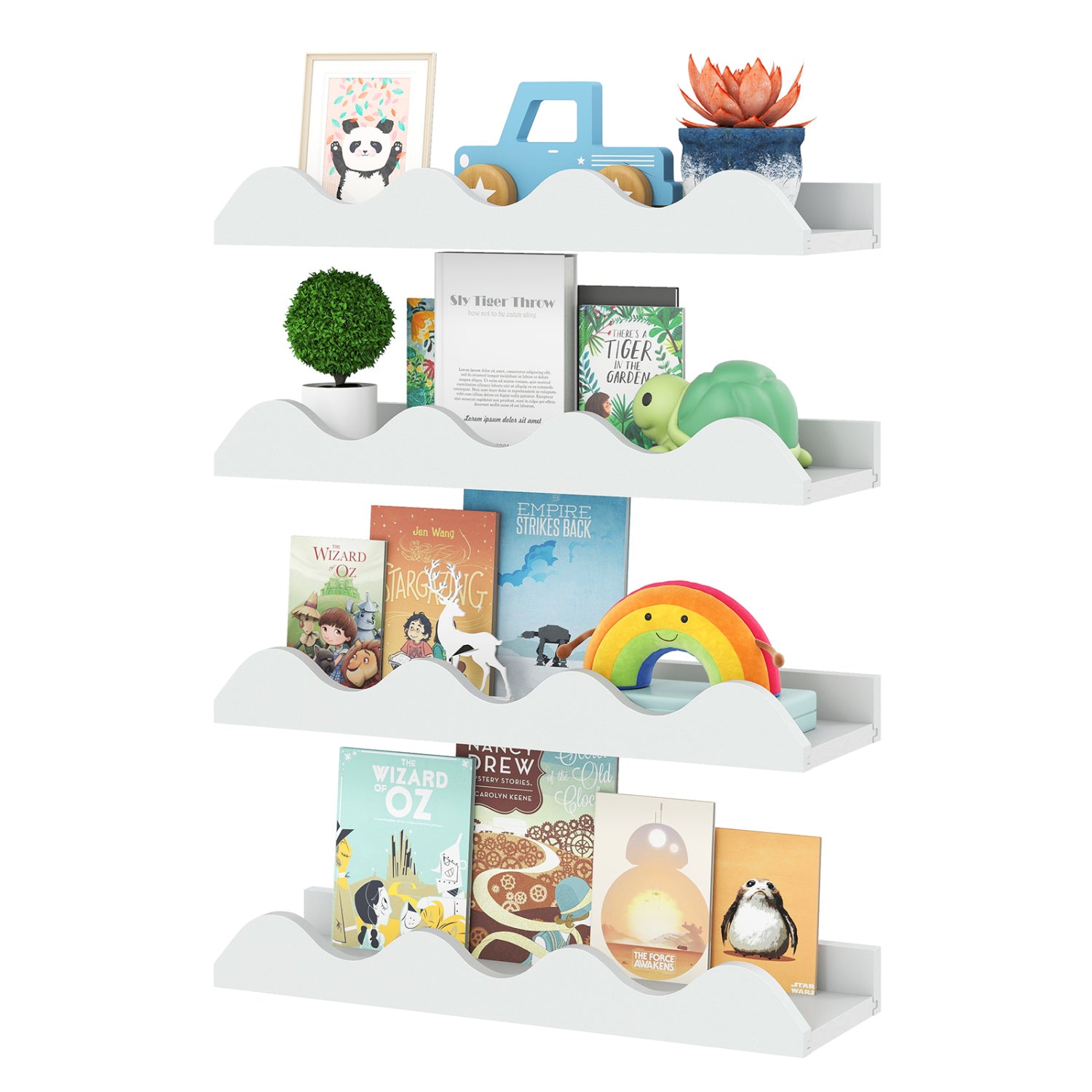 16 Inch Kids Bookshelf Set of 4 Floating Nursery Book Shelves for Decoration Book Toy Storage, White Bookcases at Gallery Canada