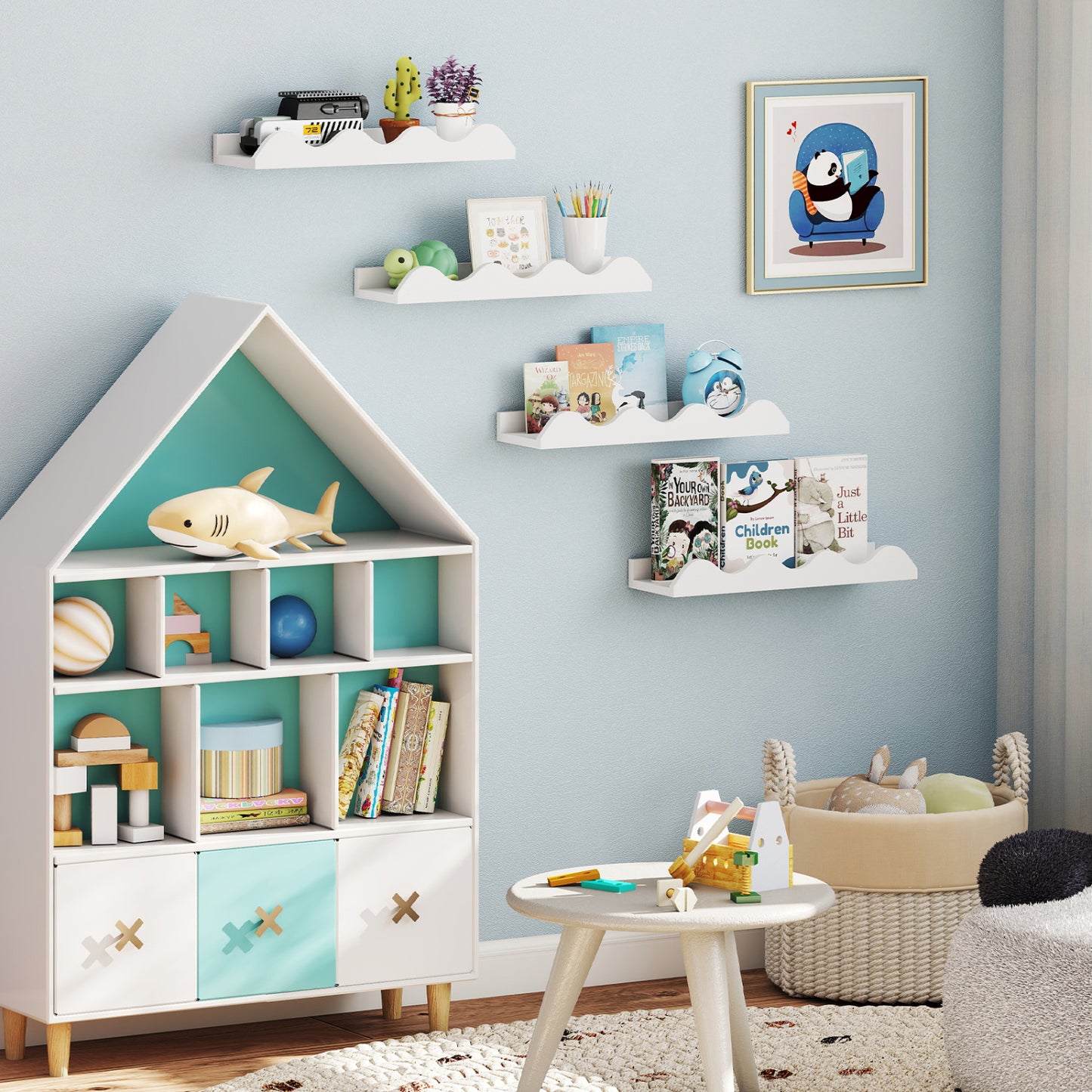 16 Inch Kids Bookshelf Set of 4 Floating Nursery Book Shelves for Decoration Book Toy Storage, White Bookcases at Gallery Canada
