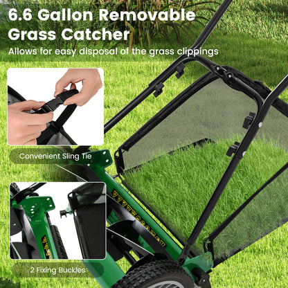 16 Inch Push Lawn Mower, 5 Steel Blades, Grass Catcher Bag, Green Lawn Care Tools at Gallery Canada