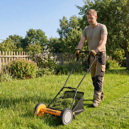 16 Inch Push Lawn Mower, 5 Steel Blades, Grass Catcher Bag, Orange Lawn Care Tools at Gallery Canada