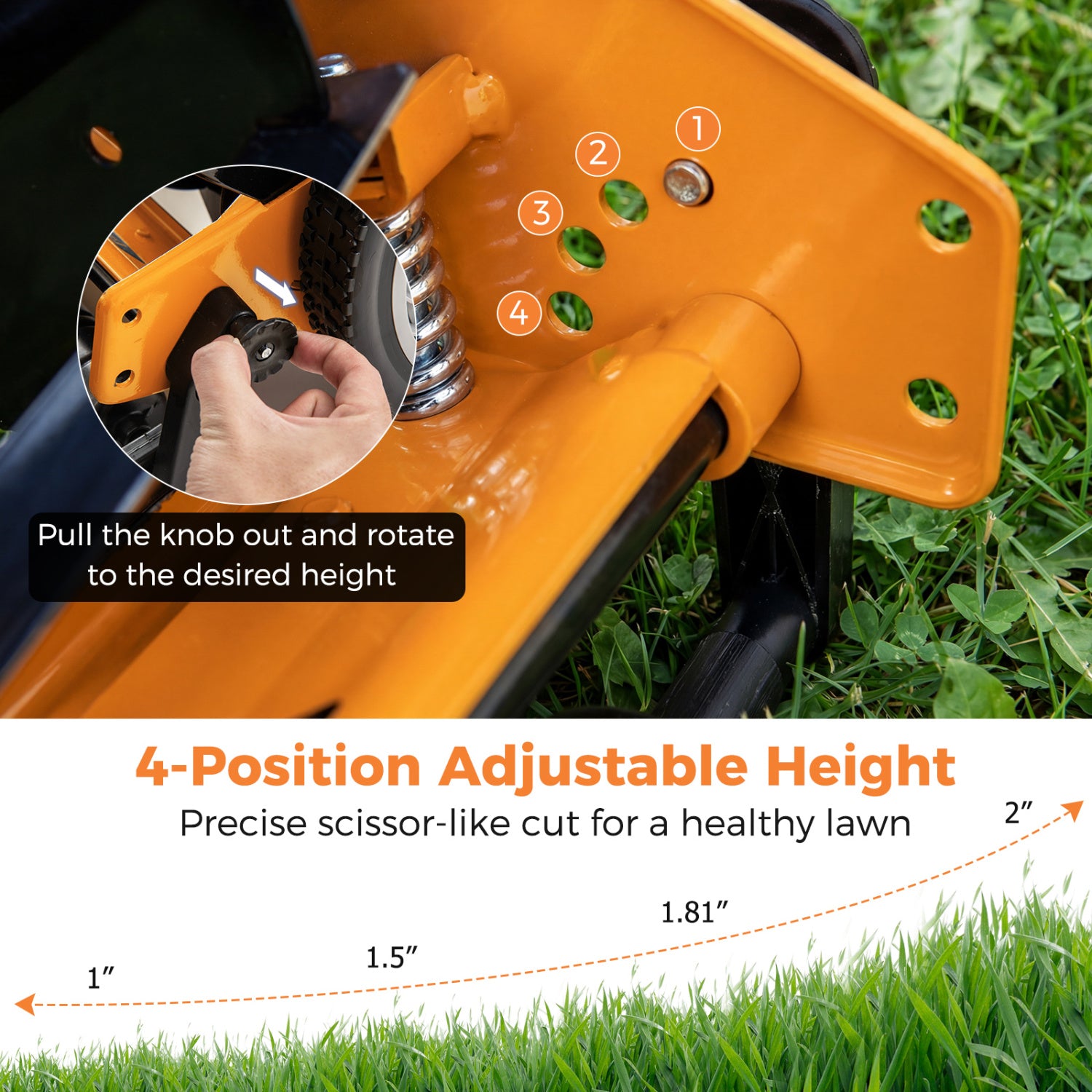 16 Inch Push Lawn Mower, 5 Steel Blades, Grass Catcher Bag, Orange Lawn Care Tools at Gallery Canada