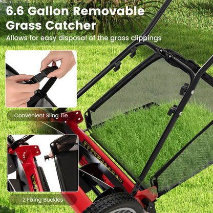 16 Inch Push Lawn Mower, 5 Steel Blades, Grass Catcher Bag, Red Lawn Care Tools at Gallery Canada
