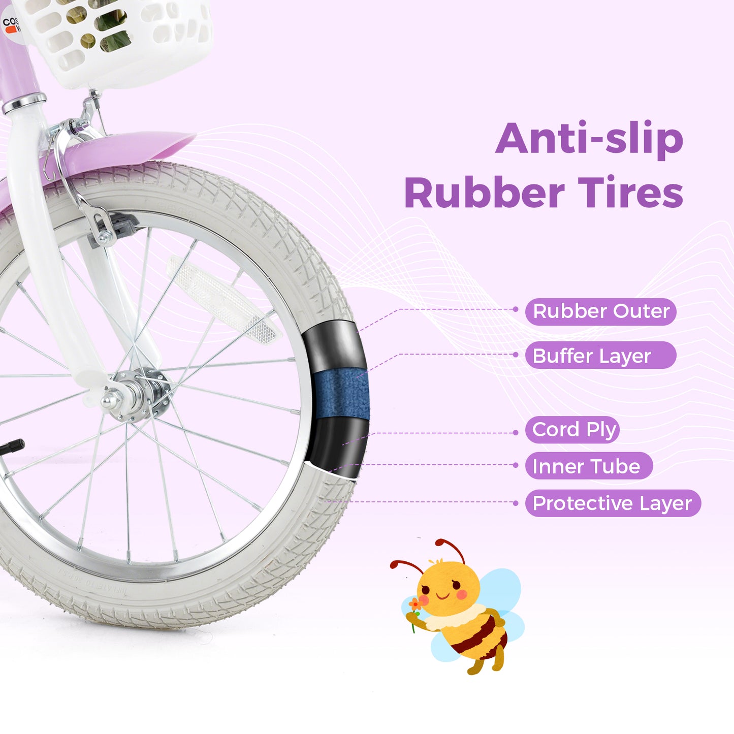 16 Inch Girls Bike, Doll Seat And Streamers, For Children 4-7 Years, Purple