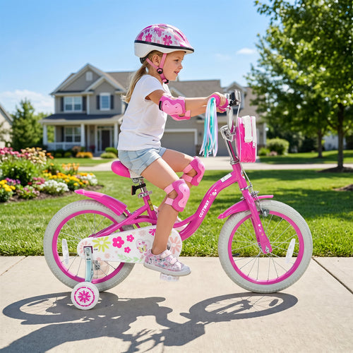 16-Inch Girls Bike, Front Bag & Streamers, Pink