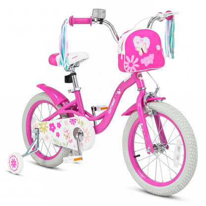 16-Inch Girls Bike, Front Bag & Streamers, Pink