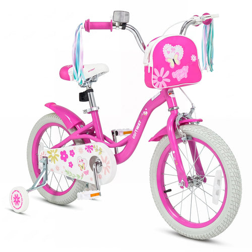 16-Inch Girls Bike, Front Bag & Streamers, Pink