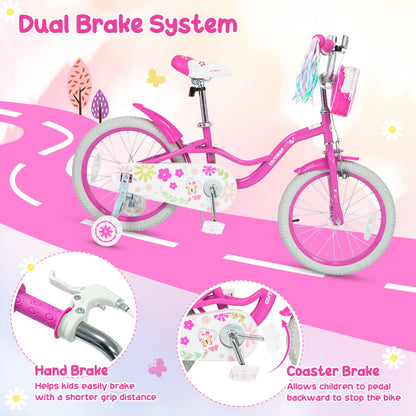 16-Inch Girls Bike, Front Bag & Streamers, Pink