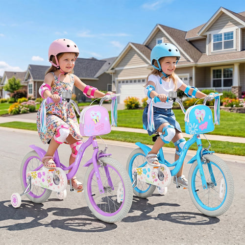 16 Inches Girls Bike, Front Bag, Streamers, Purple