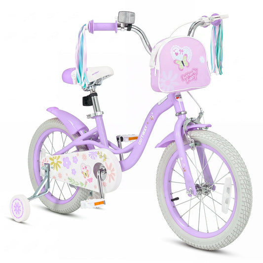 16 Inches Girls Bike, Front Bag, Streamers, Purple Kids Bike Purple at Gallery Canada