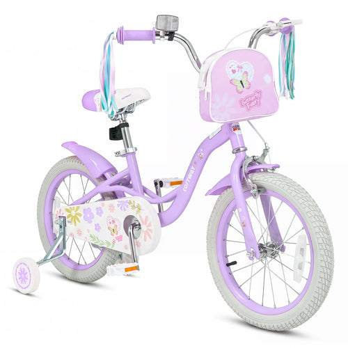 16 Inches Girls Bike, Front Bag, Streamers, Purple