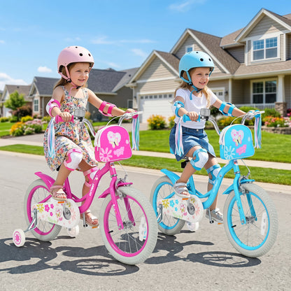 16" Girls Bike With Front Bag & Streamers, Blue