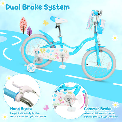 16" Girls Bike With Front Bag & Streamers, Blue