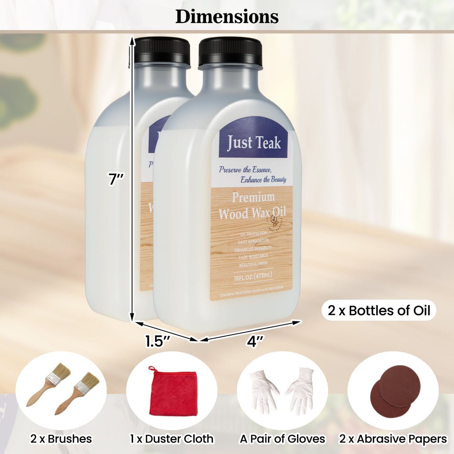 16 Oz Wood Oil Cleaner, Brightener, For Outdoor & Indoor Furniture