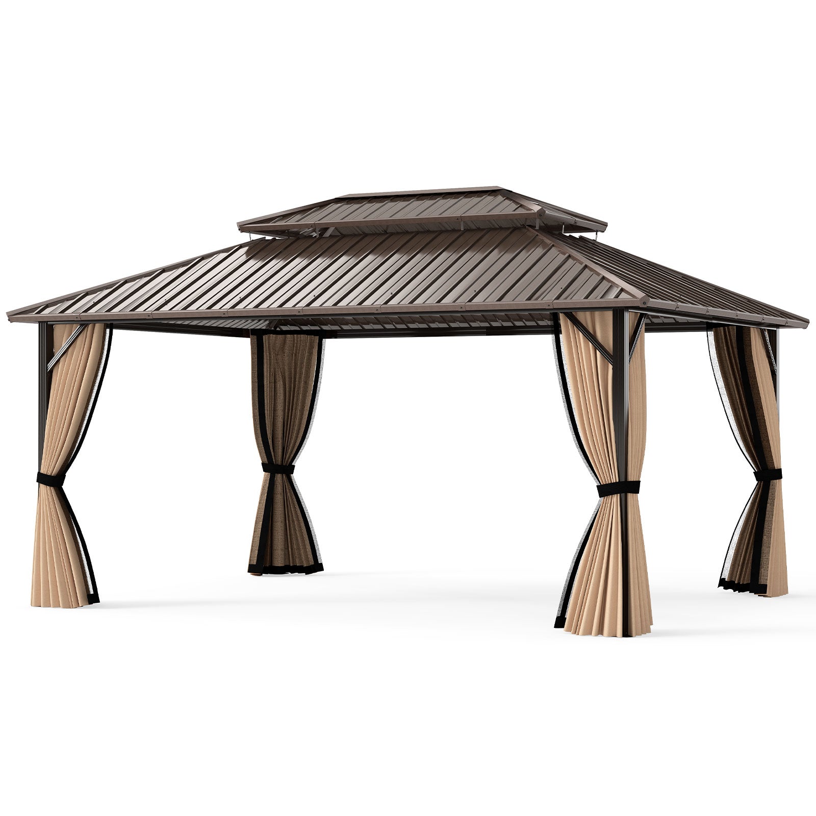 16 x 12 FT Hardtop Gazebo Outdoor Pergola for Patio Garden Deck Lawn Backyard Party Tent, Coffee Gazebos Coffee at Gallery Canada