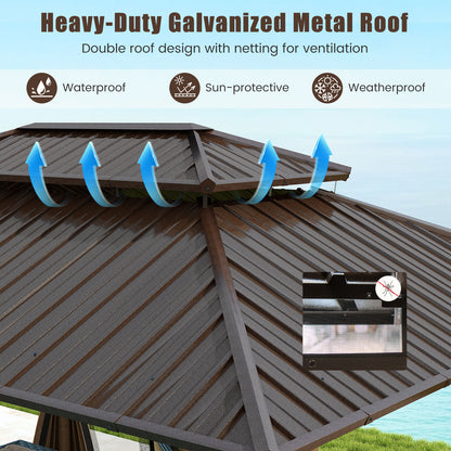 16 x 12 FT Hardtop Gazebo Outdoor Pergola for Patio Garden Deck Lawn Backyard Party Tent, Coffee Gazebos at Gallery Canada