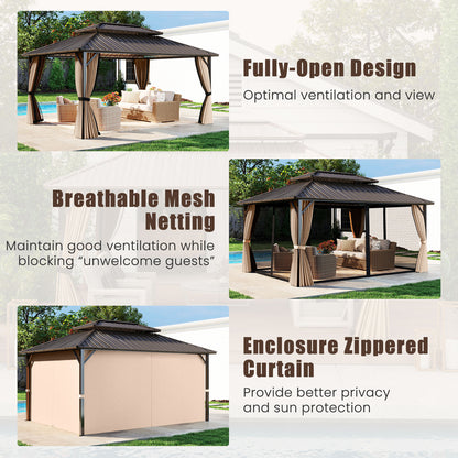 16 x 12 FT Hardtop Gazebo Outdoor Pergola for Patio Garden Deck Lawn Backyard Party Tent, Coffee Gazebos at Gallery Canada