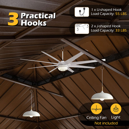16 x 12 Feet Hardtop Gazebo Aluminum Frame Permanent Pavilion with Curtains and Netting, Coffee Gazebos at Gallery Canada