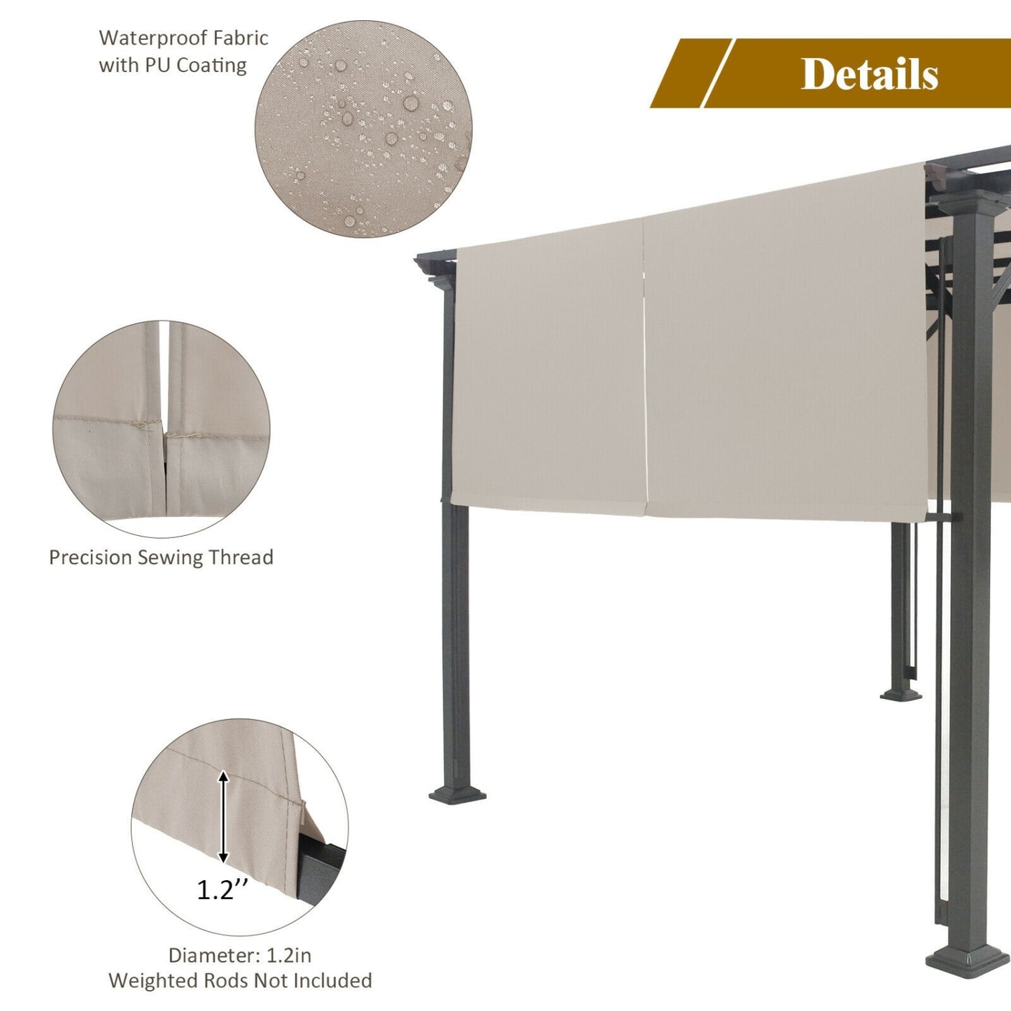 16' x 4' 2Pcs Replacement Canopy, Pergola Sun Awning, Beige Gazebos at Gallery Canada
