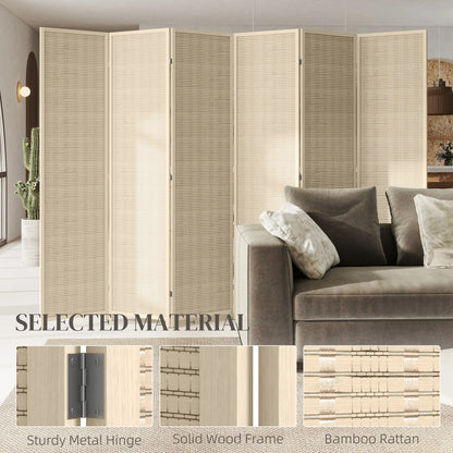 Woven Bamboo Room Divider, 6 Panel Folding Privacy Screen, Natural Wood Room Dividers at Gallery Canada