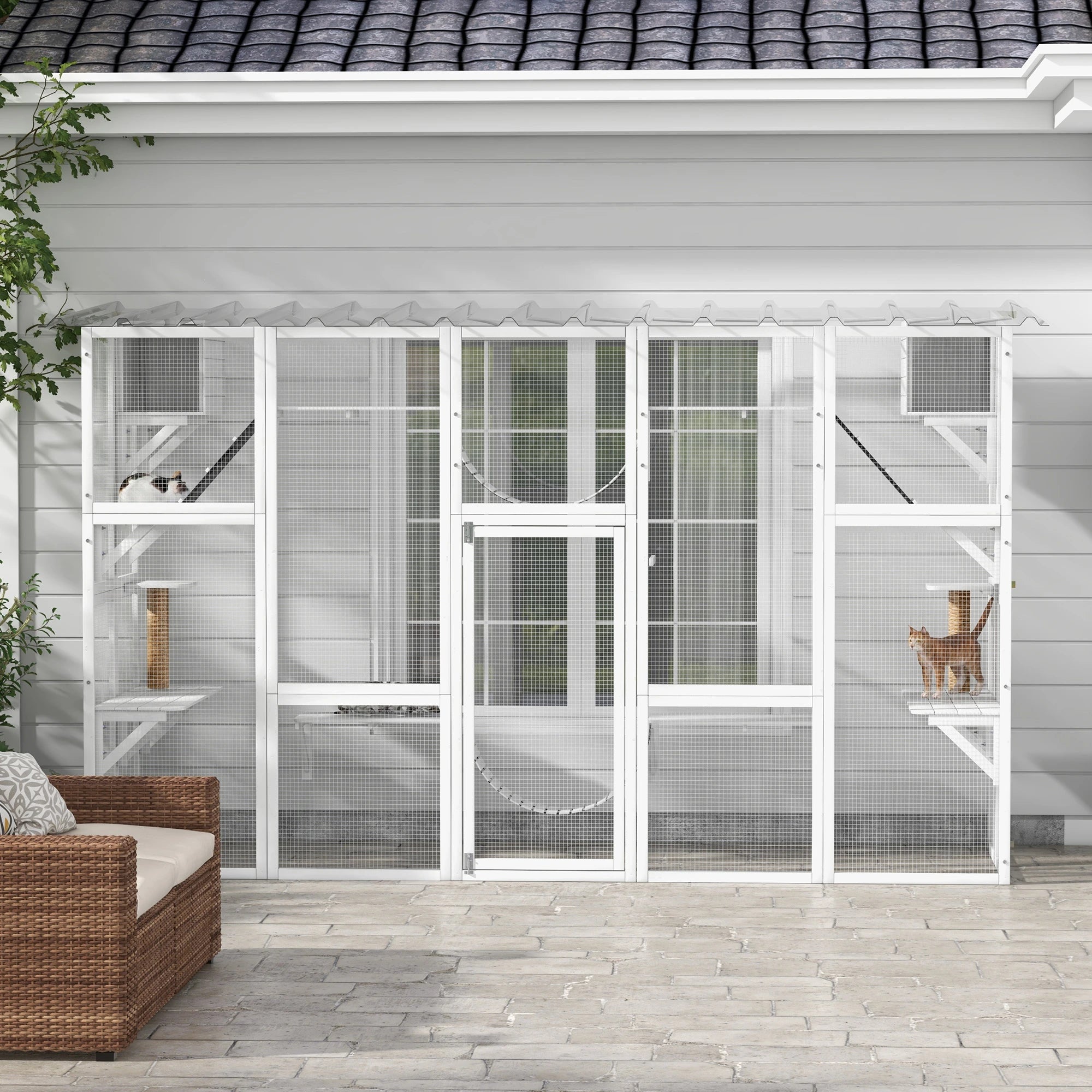Large Outdoor Catio, Condos, Platforms, Doors, Ladders, Weather-Resistant Roof, White Outdoor Cat Enclosures at Gallery Canada