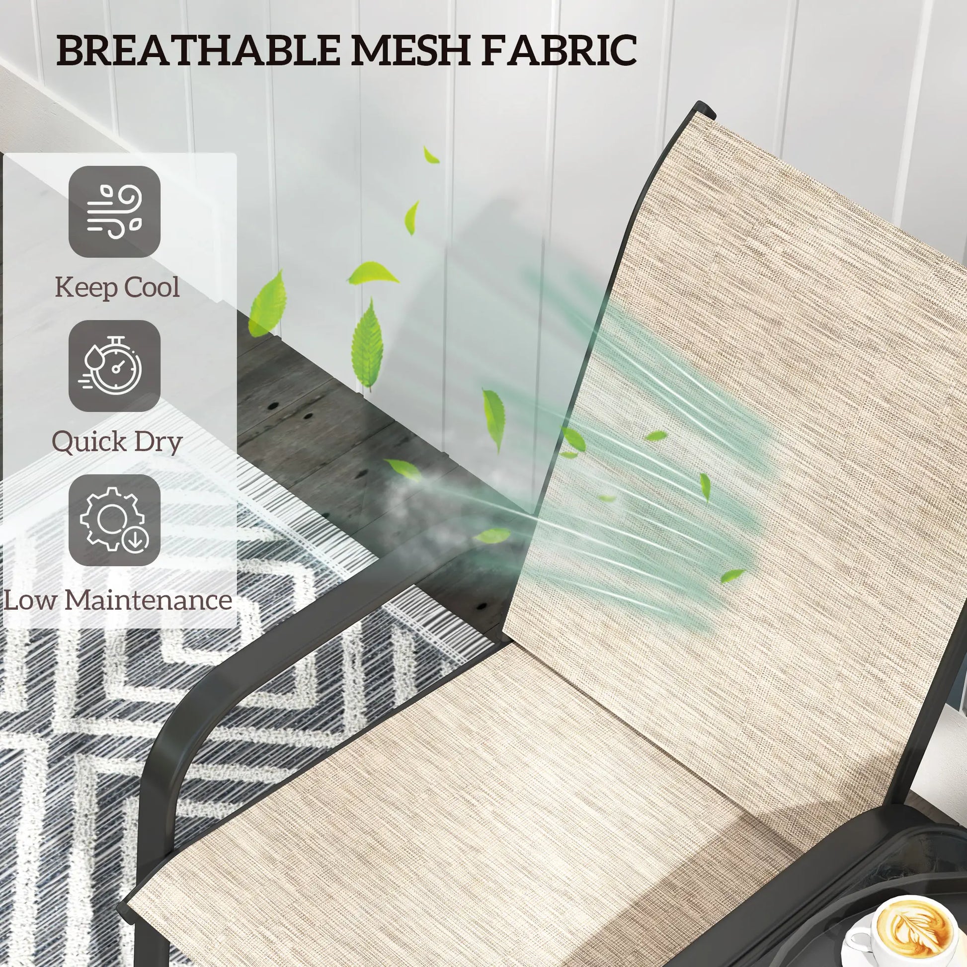 Outdoor Loveseat with Glass Table, Garden Bench, Breathable Mesh, Brown Outdoor Benches at Gallery Canada