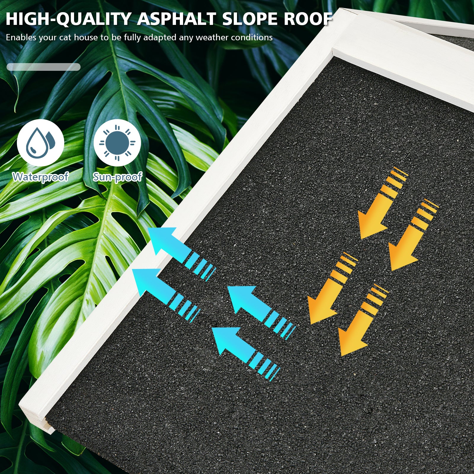 2-Story Wooden Cat House with Escape Door Rainproof, Gray & White Cat Houses at Gallery Canada