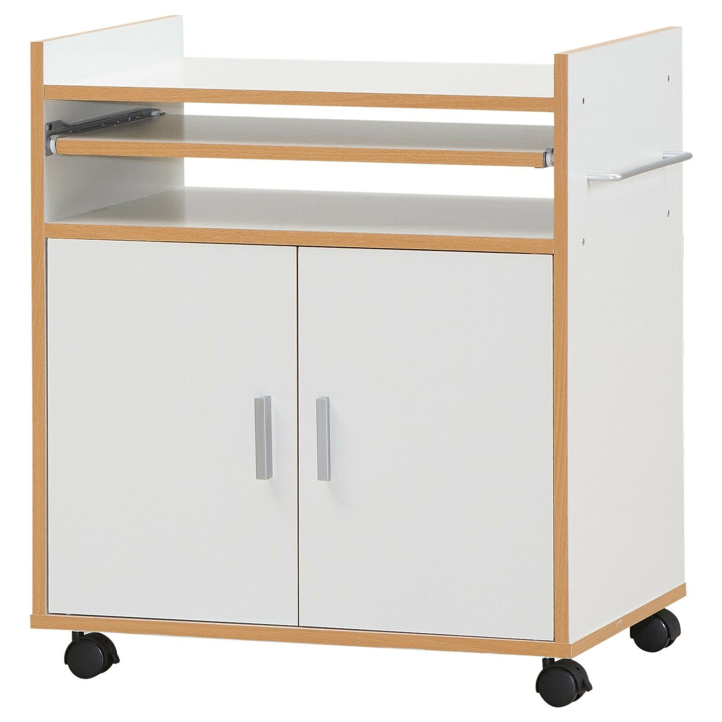 Kitchen Island on Wheels with Removable Shelf and Towel Rack, White - Gallery Canada