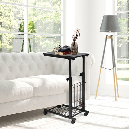 Rolling Height Adjustable Sofa End Side Table, Black - Gallery Canada