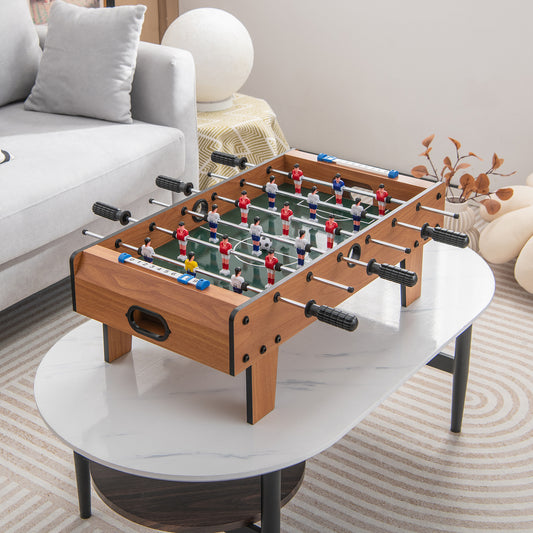 27 Inch Foosball Table, Mini Tabletop Soccer Game, Brown Game Room Brown at Gallery Canada