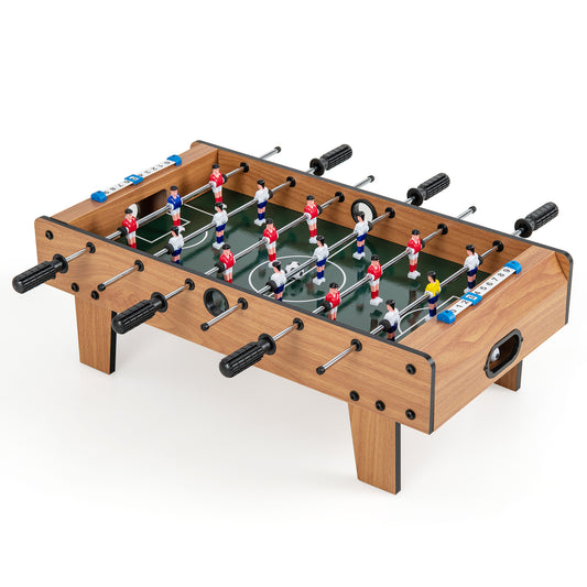 27 Inch Foosball Table, Mini Tabletop Soccer Game, Brown Game Room Brown at Gallery Canada