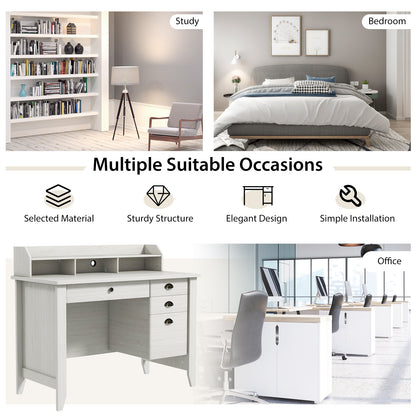 Vintage Computer Desk with Storage Shelves and 4 Drawers, White Computer Desks at Gallery Canada