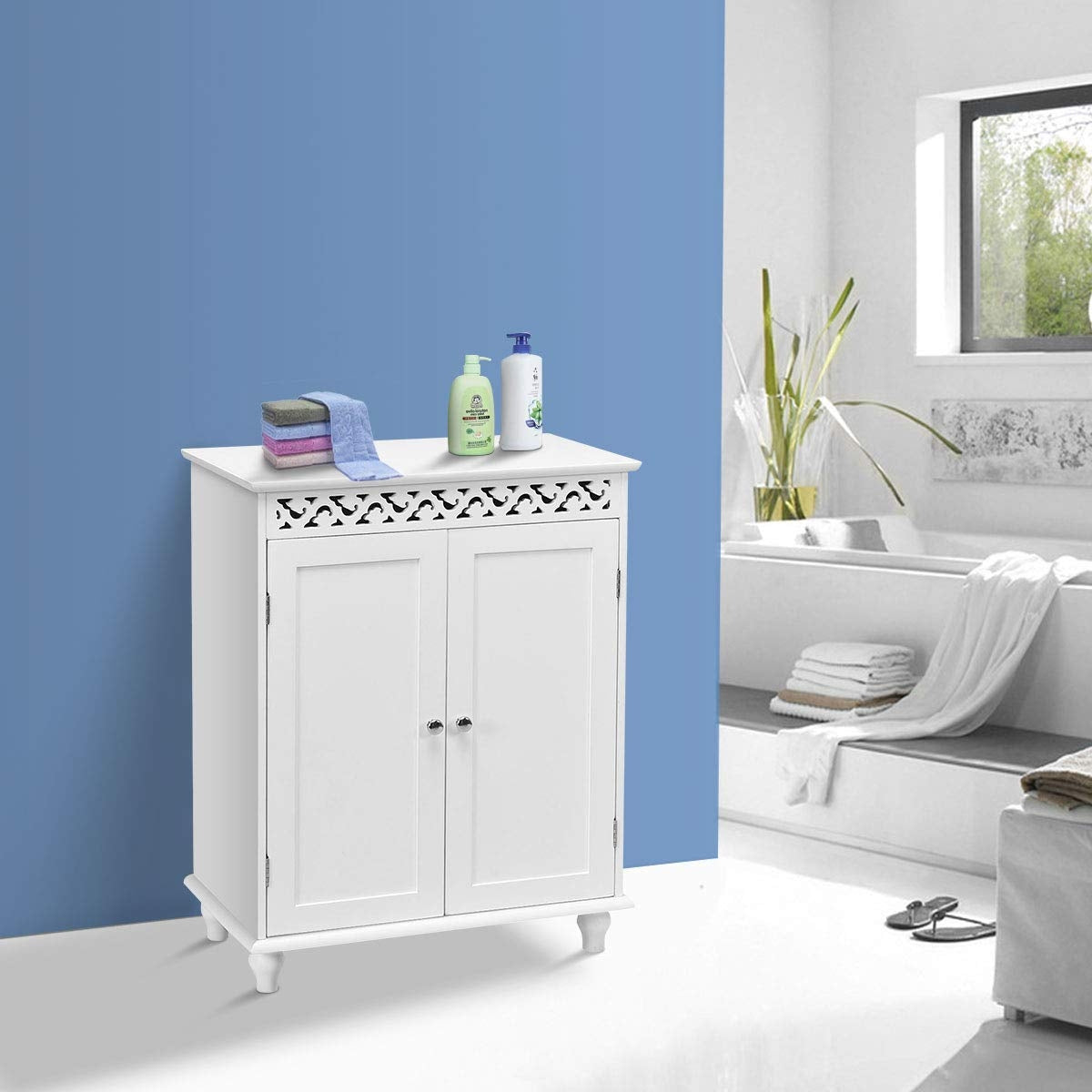 White Wooden 2-Door Storage Cabinet Cupboard, White Floor Cabinets at Gallery Canada