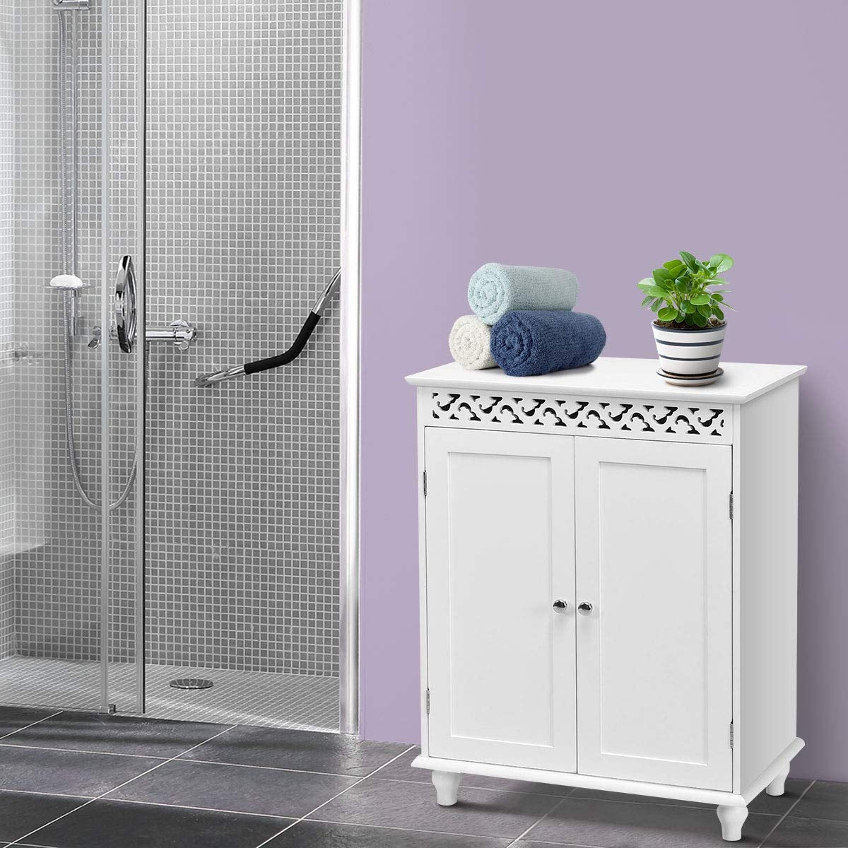 White Wooden 2-Door Storage Cabinet Cupboard, White Floor Cabinets at Gallery Canada