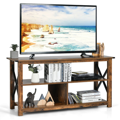 Modern Farmhouse TV Stand, 55-Inch, Open Shelves, Brown Entertainment Centers & TV Stands at Gallery Canada