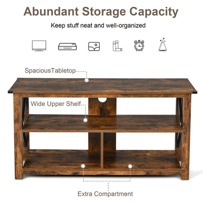 Modern Farmhouse TV Stand, 55-Inch, Open Shelves, Brown Entertainment Centers & TV Stands at Gallery Canada