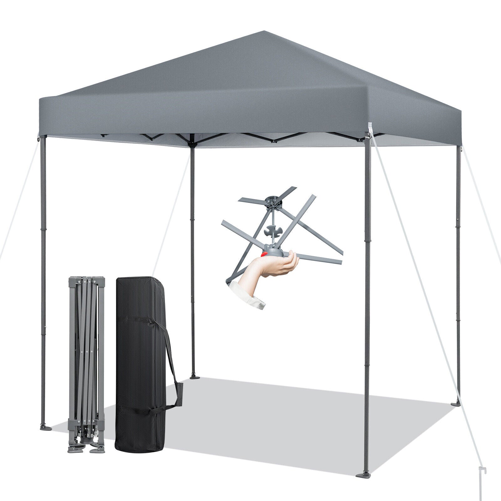 6.6 x 6.6 Feet Pop-Up Canopy Tent, UPF 50+ Sun Protection, Gray Canopies at Gallery Canada