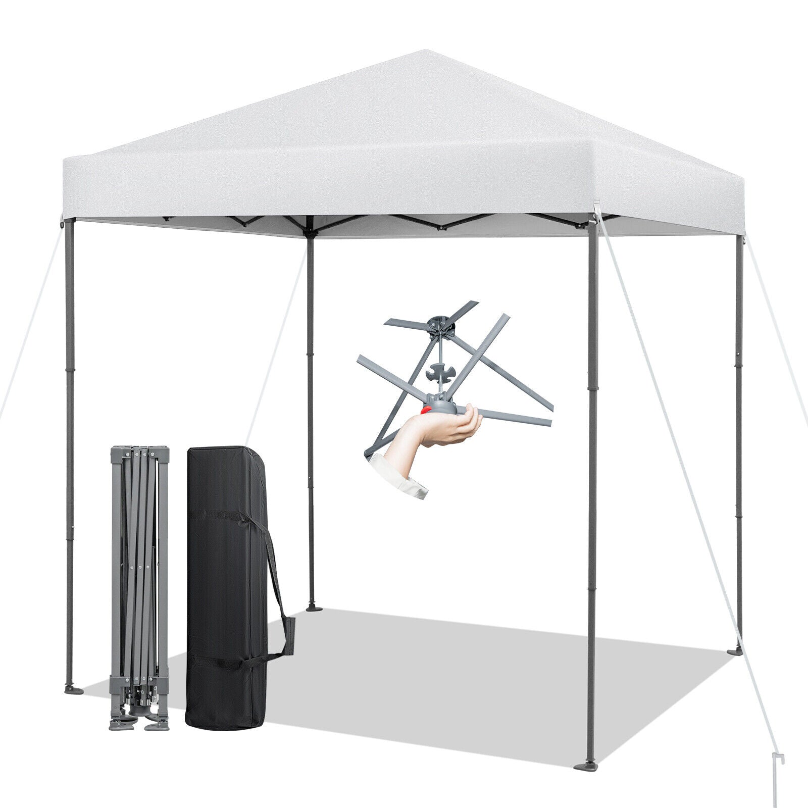 6.6 x 6.6 Feet Outdoor Pop-Up Canopy Tent, UPF 50+ Sun Protection, White Canopies at Gallery Canada