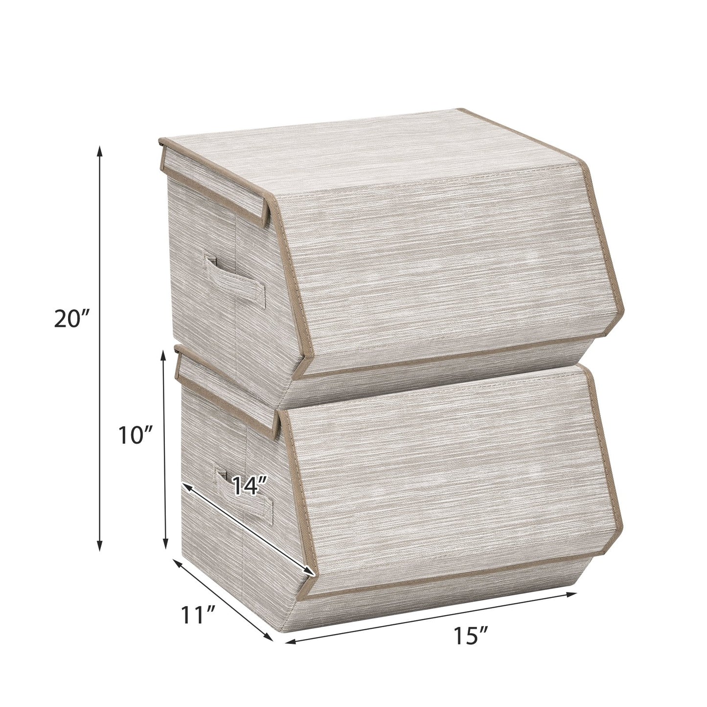 Set of 4 Storage Bins Stackable Cubes with Lid, Brown - Gallery Canada
