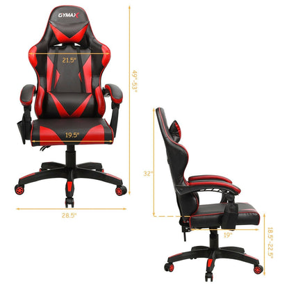 Gaming Chair Reclining Swivel with Massage Lumbar Support, Red - Gallery Canada