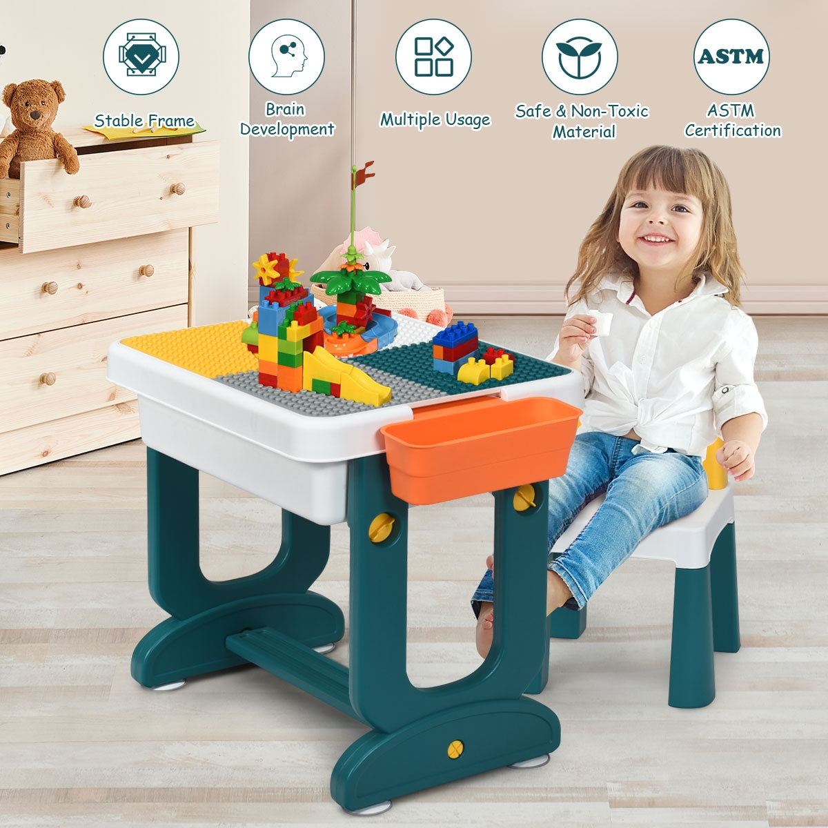 5-in-1 Kids Activity Table Set, White Kids Table & Chair Sets at Gallery Canada