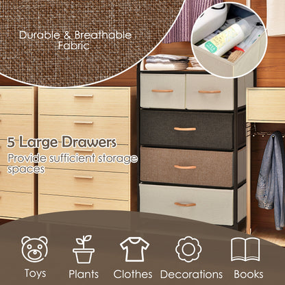 4-Tier Organizer Tower Steel Frame Wooden Top Storage with 5-Drawer Dresser-Muticolor, Multicolor Dressers & Chests at Gallery Canada