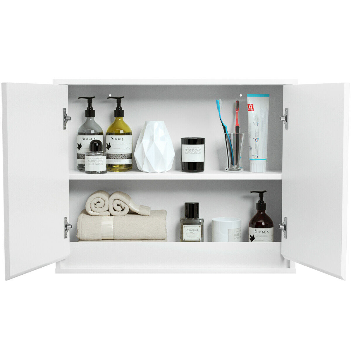 2-Door Wall-Mounted Bathroom Mirrored Medicine Cabinet, White Wall Cabinets at Gallery Canada